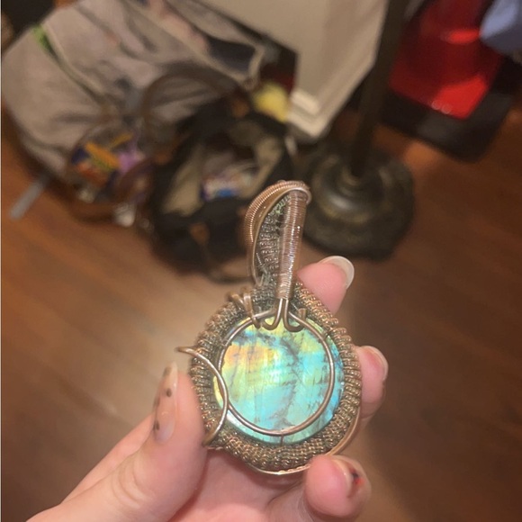 Handmade Copper Wire Wrapped Labradorite Pendant, Gemstone Necklace, Jewellery - Picture 3 of 5